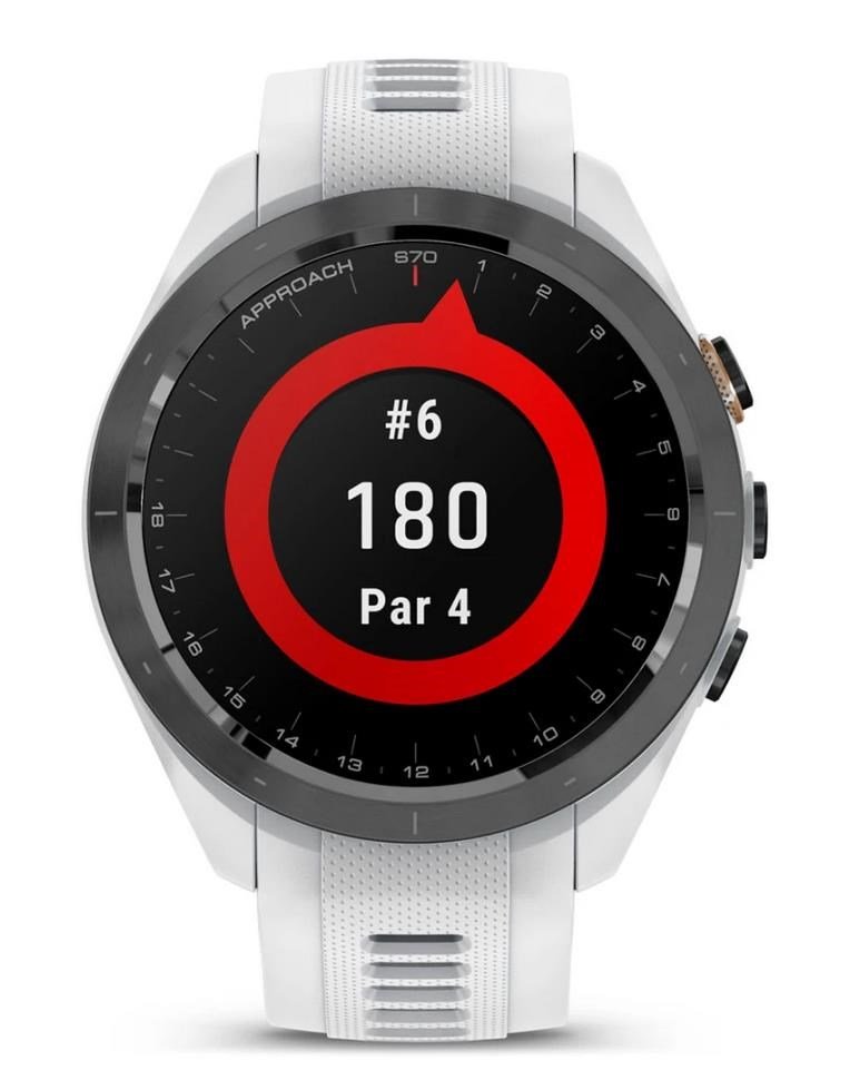Garmin Approach S70 42 mm montre GPS, lunette céramique noire/bracelet silicone blanc
