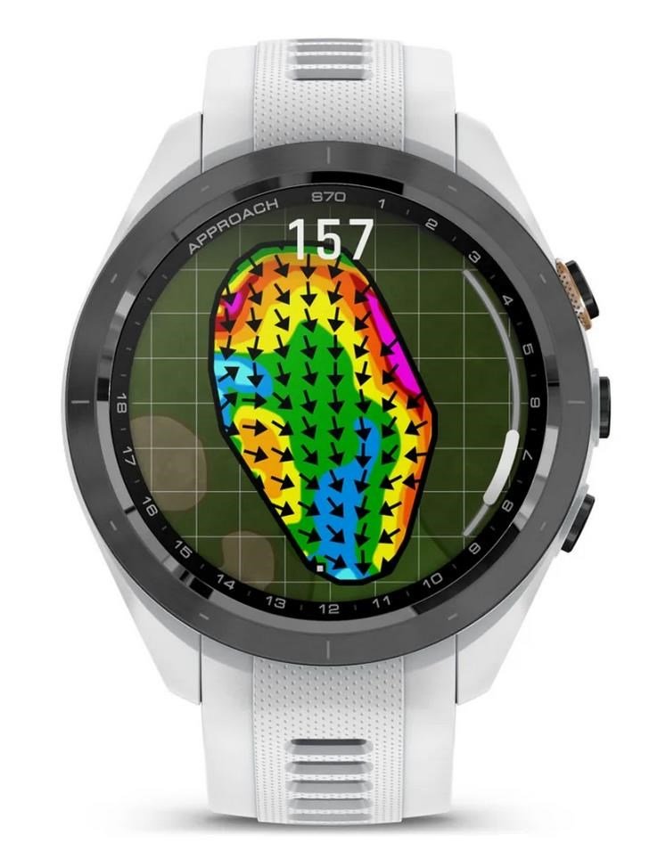 Garmin Approach S70 42 mm montre GPS, lunette céramique noire/bracelet silicone blanc