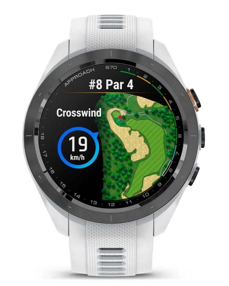 Garmin Approach S70 42 mm montre GPS, lunette céramique noire/bracelet silicone blanc