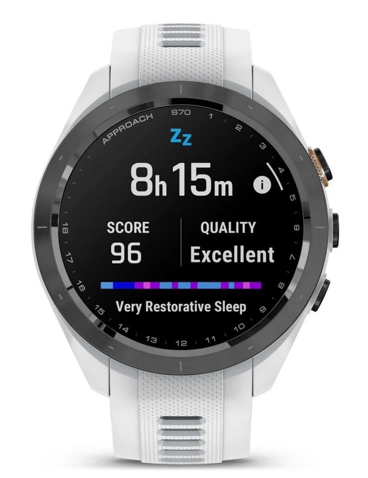 Garmin Approach S70 42 mm montre GPS, lunette céramique noire/bracelet silicone blanc