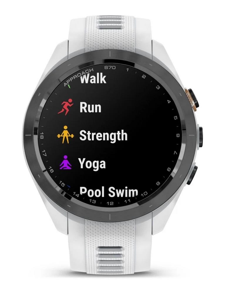 Garmin Approach S70 42 mm montre GPS, lunette céramique noire/bracelet silicone blanc