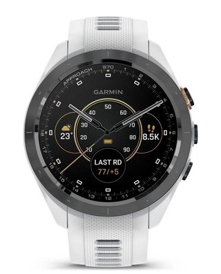 Garmin Approach S70 42 mm montre GPS, lunette céramique noire/bracelet silicone blanc