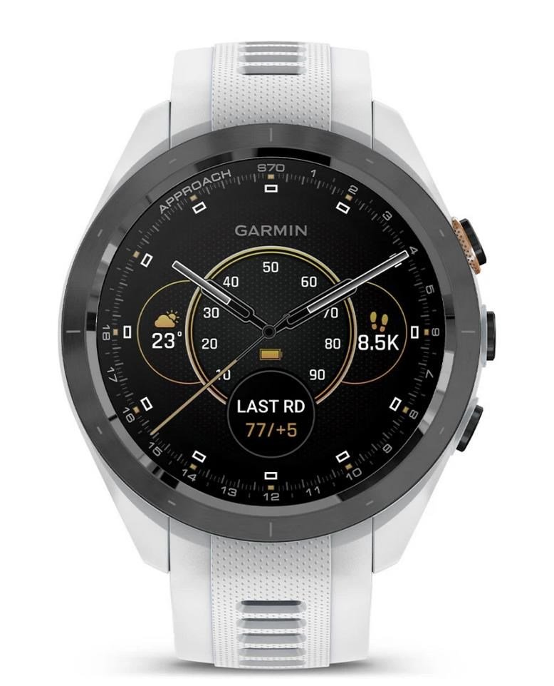 Garmin Approach S70 42 mm montre GPS, lunette céramique noire/bracelet silicone blanc