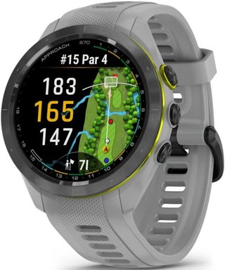 Garmin Approach S70 42 mm montre GPS, lunette céramique noire/bracelet silicone gris poudré