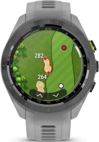 Garmin Approach S70 42 mm montre GPS, lunette céramique noire/bracelet silicone gris poudré
