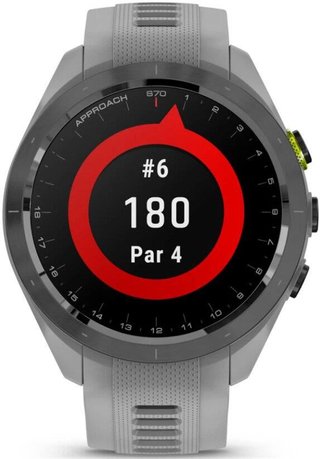 Garmin Approach S70 42 mm montre GPS, lunette céramique noire/bracelet silicone gris poudré