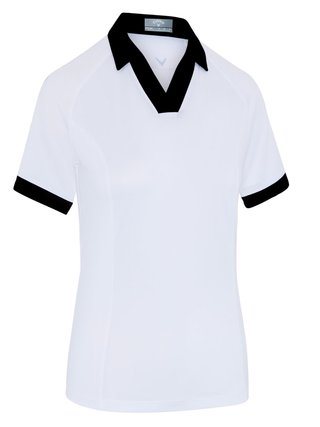 Callaway V-Placket Colorblock polo femme, brilliant white/caviar