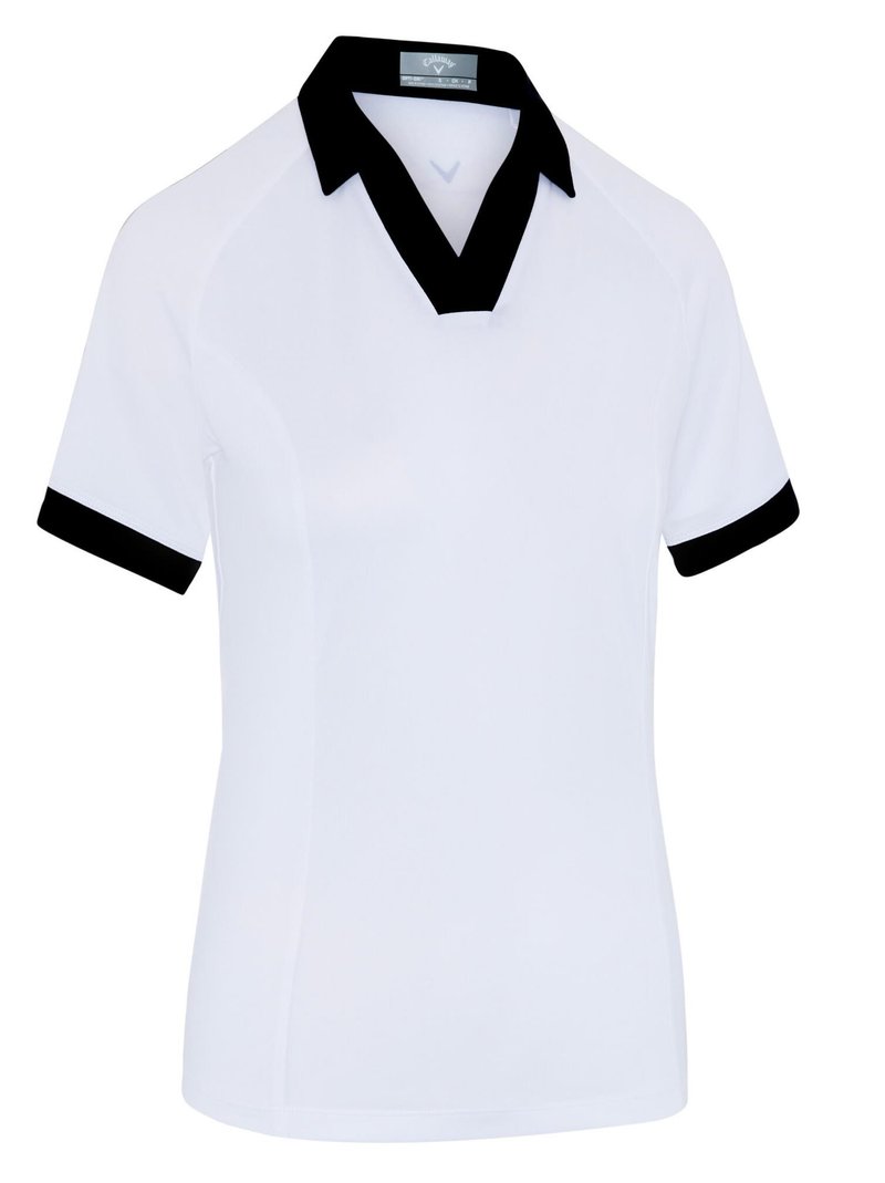Callaway V-Placket Colorblock polo femme, brilliant white/caviar