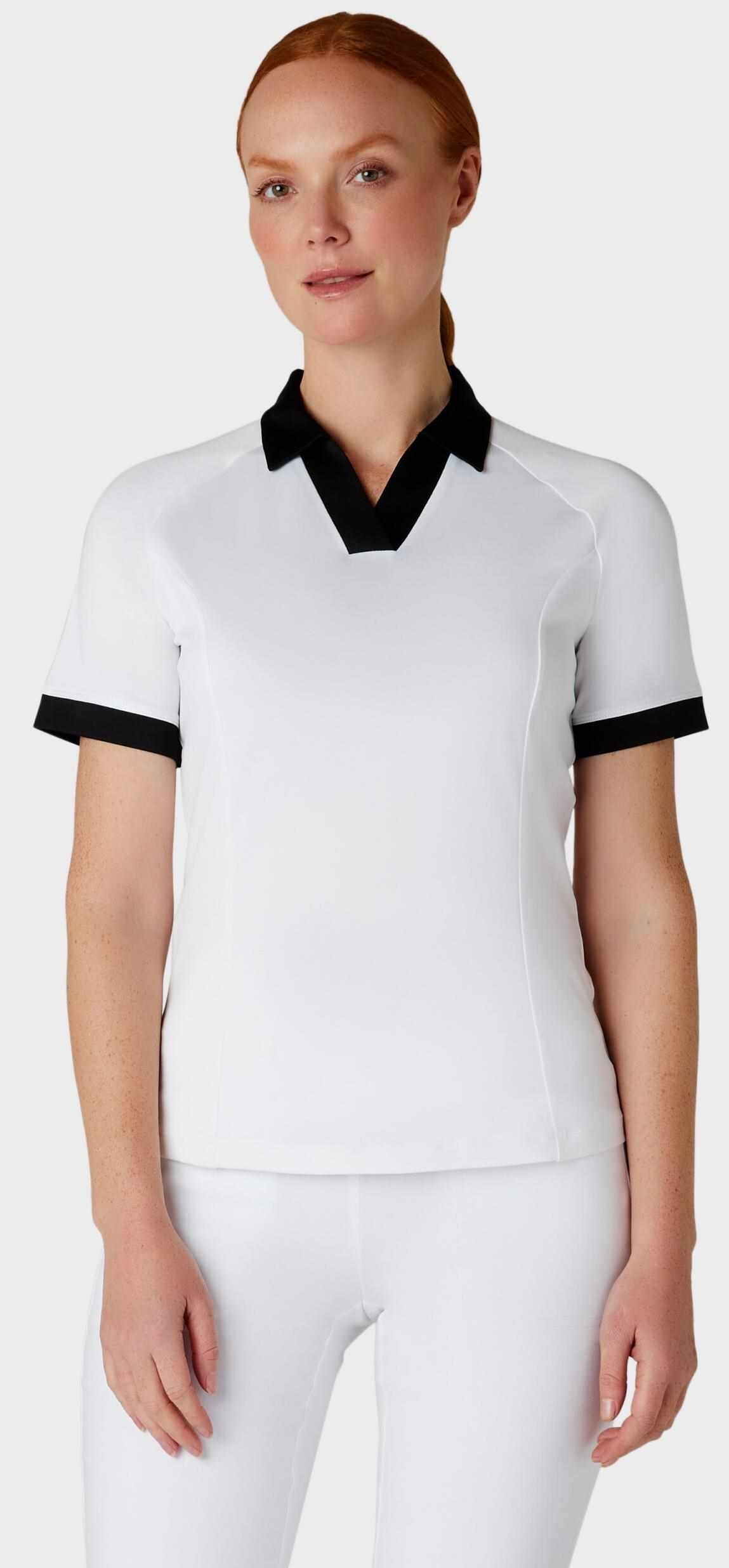 Callaway V-Placket Colorblock polo femme, brilliant white/caviar
