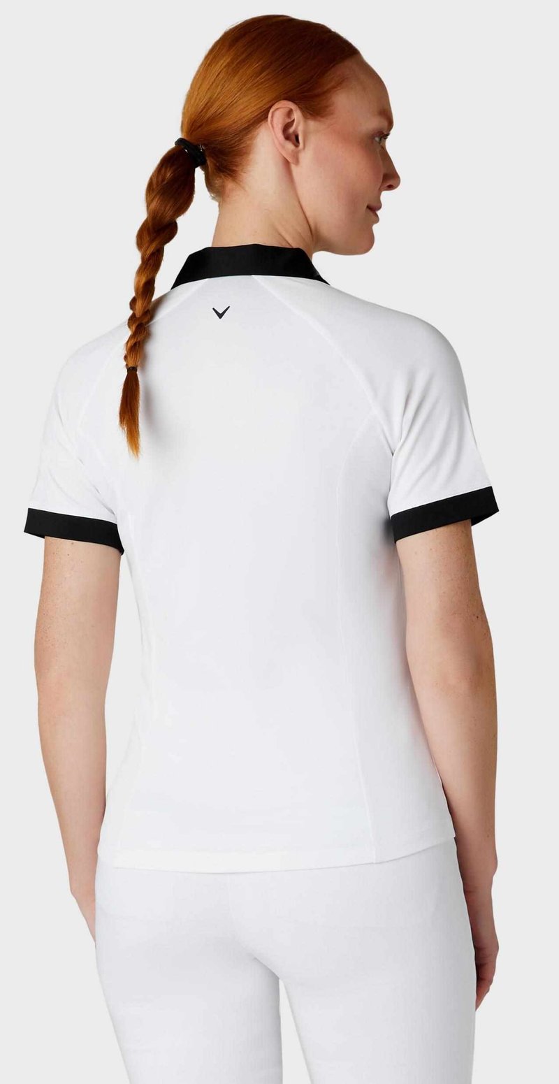 Callaway V-Placket Colorblock polo femme, brilliant white/caviar