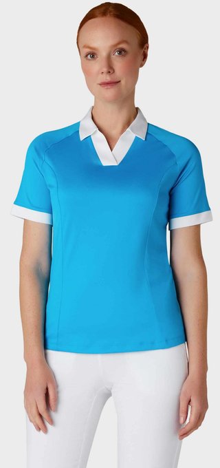 Callaway V-Placket Colorblock polo femme, vivid blue