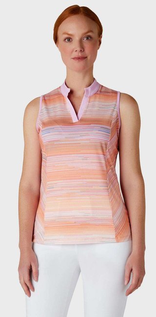 Callaway Striped Sleeveless polo femme, papaya