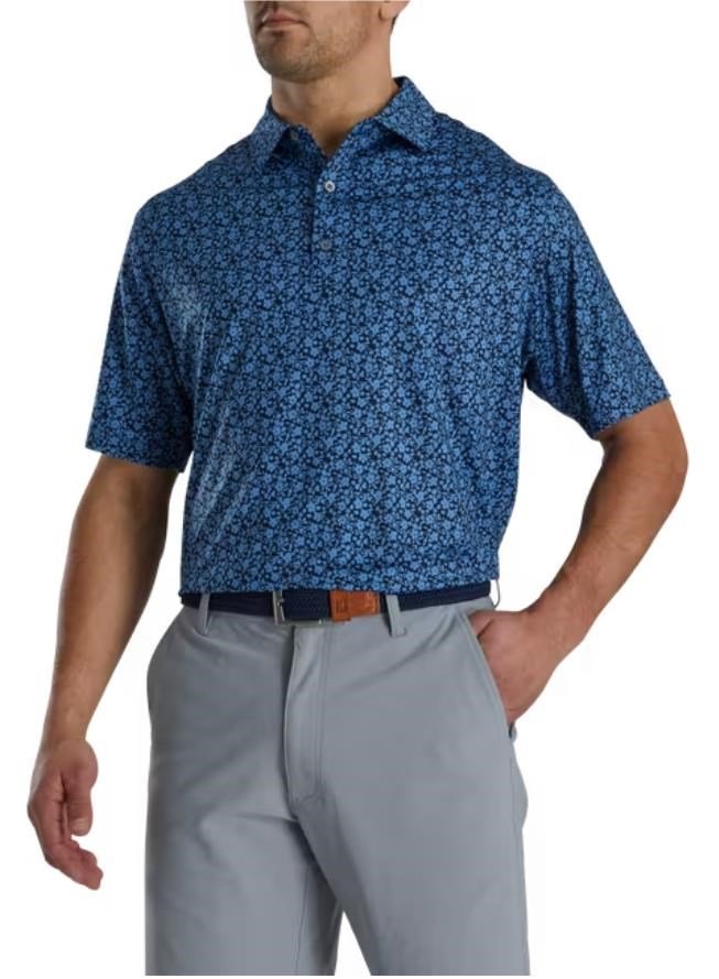 FootJoy Painted Floral Lisle polo homme, marine