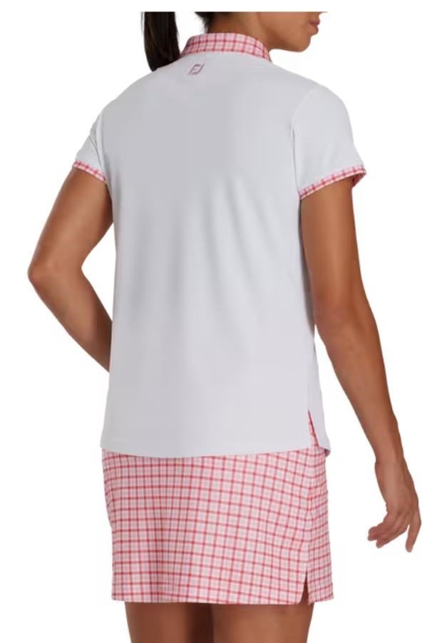FootJoy Gingham Trim polo femme, blanc