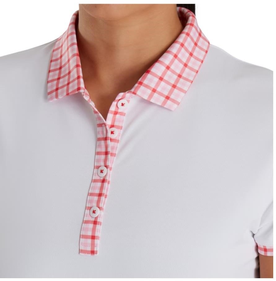 FootJoy Gingham Trim polo femme, blanc