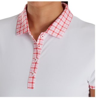 FootJoy Gingham Trim polo femme, blanc