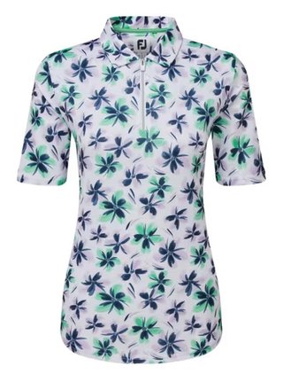 FootJoy EU 1/2 Sleeve Floral Print Lisle polo femme, lavender/mint/navy