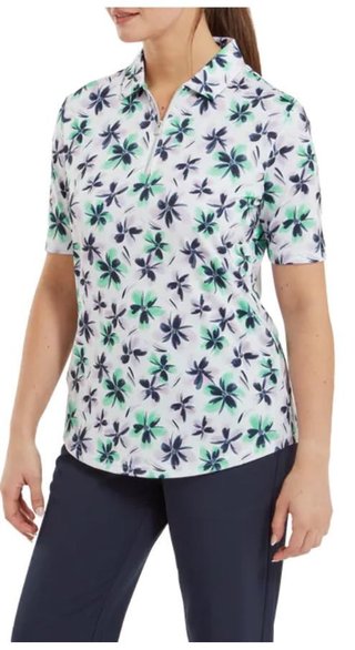FootJoy EU 1/2 Sleeve Floral Print Lisle polo femme, lavender/mint/navy