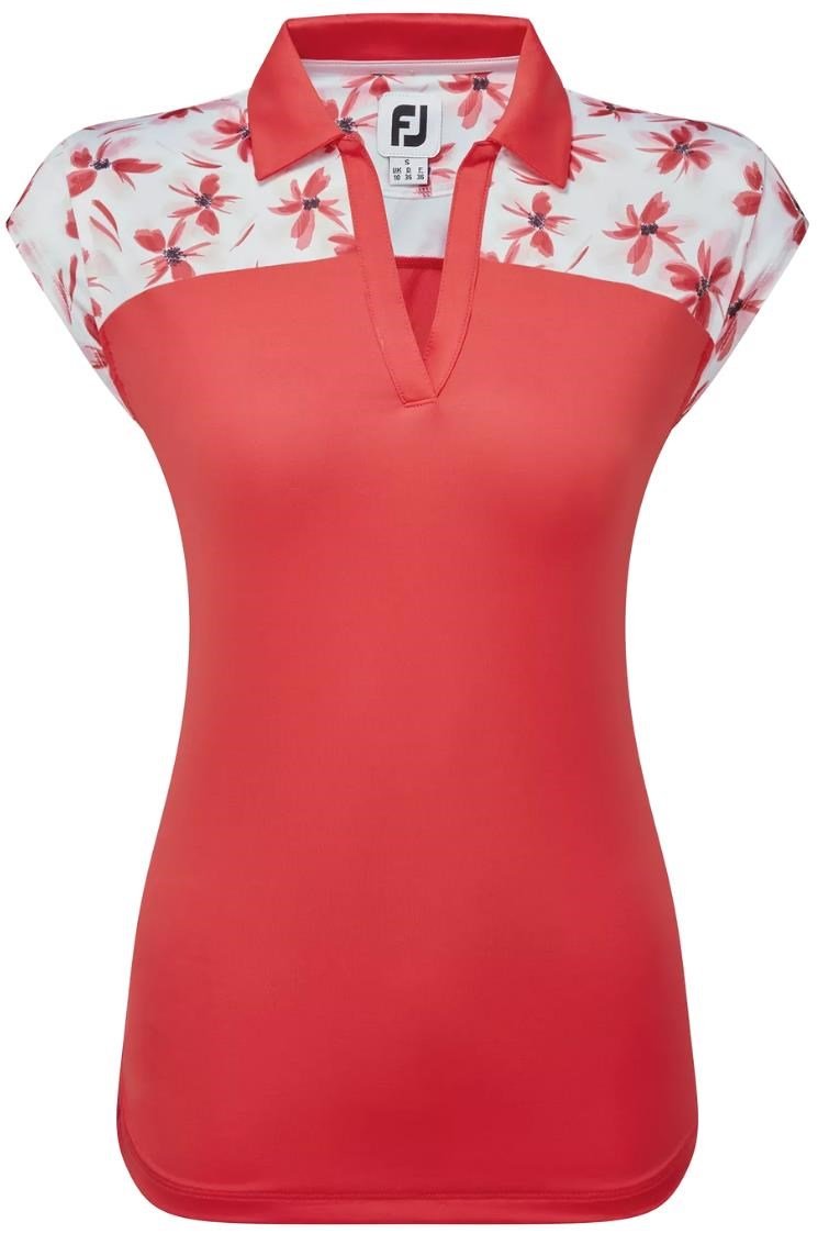 FootJoy Blocked Floral Print Lisle polo femme, rouge