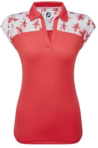 FootJoy Blocked Floral Print Lisle polo femme, rouge