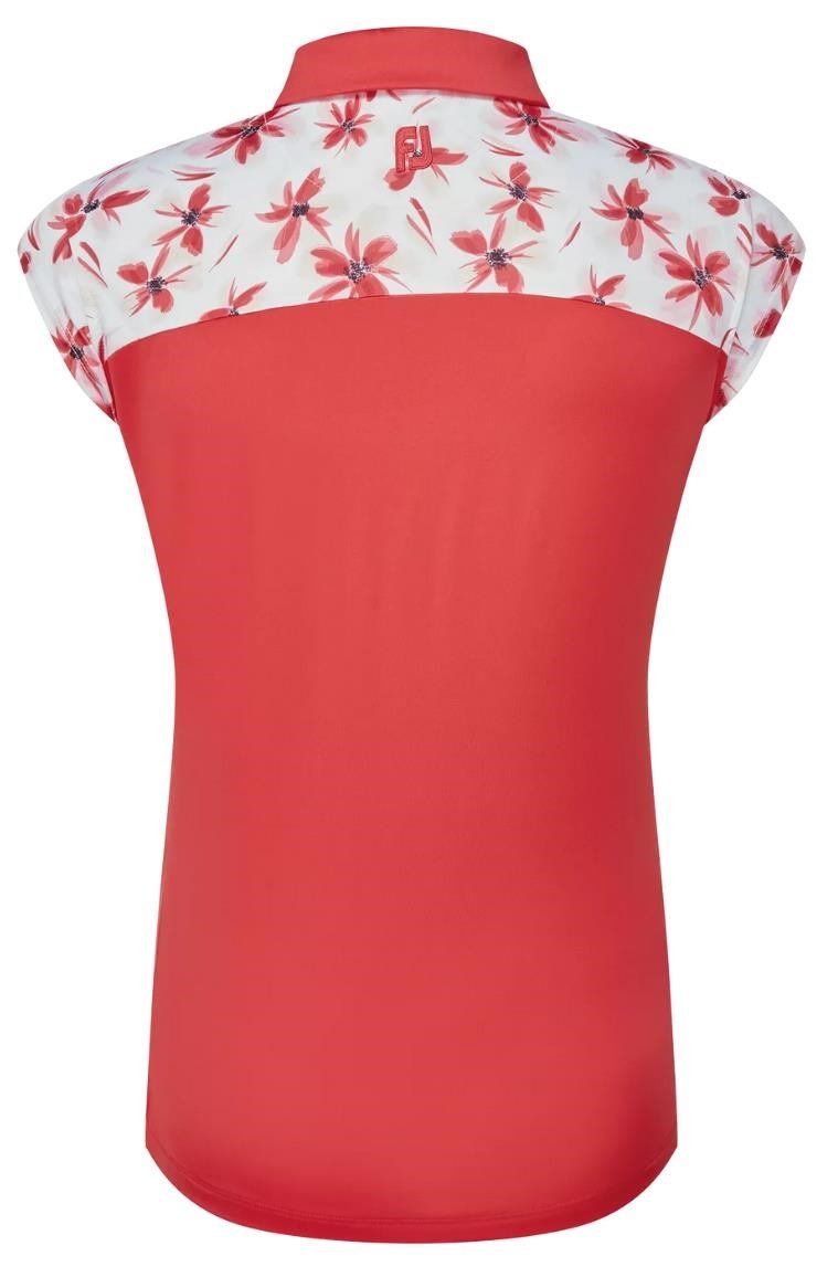 FootJoy Blocked Floral Print Lisle polo femme, rouge