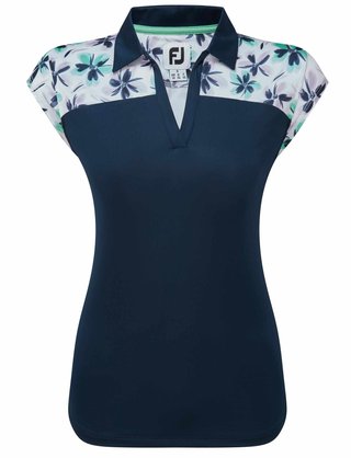 FootJoy Blocked Floral Print Lisle polo femme, marine