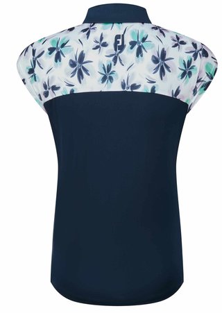 FootJoy Blocked Floral Print Lisle polo femme, marine