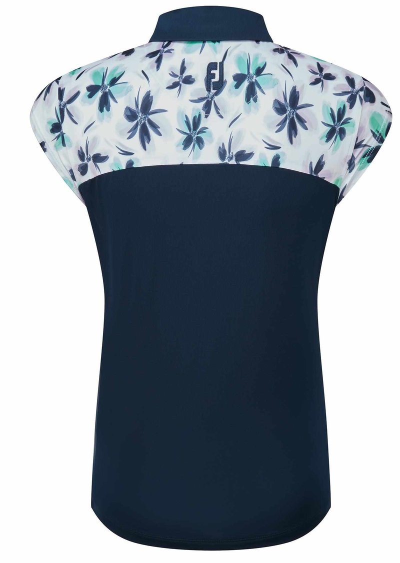 FootJoy Blocked Floral Print Lisle polo femme, marine