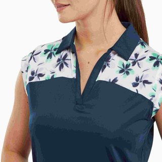 FootJoy Blocked Floral Print Lisle polo femme, marine