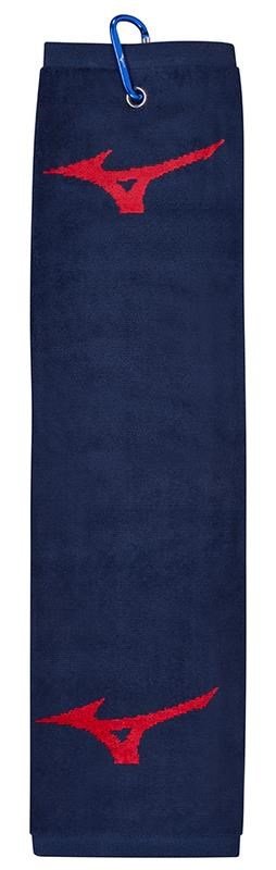 Mizuno RB Tri Fold serviette de golf, bleu marine/rouge