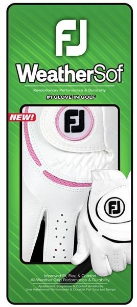 FootJoy WeatherSof gant de golf femme, blanc/rose