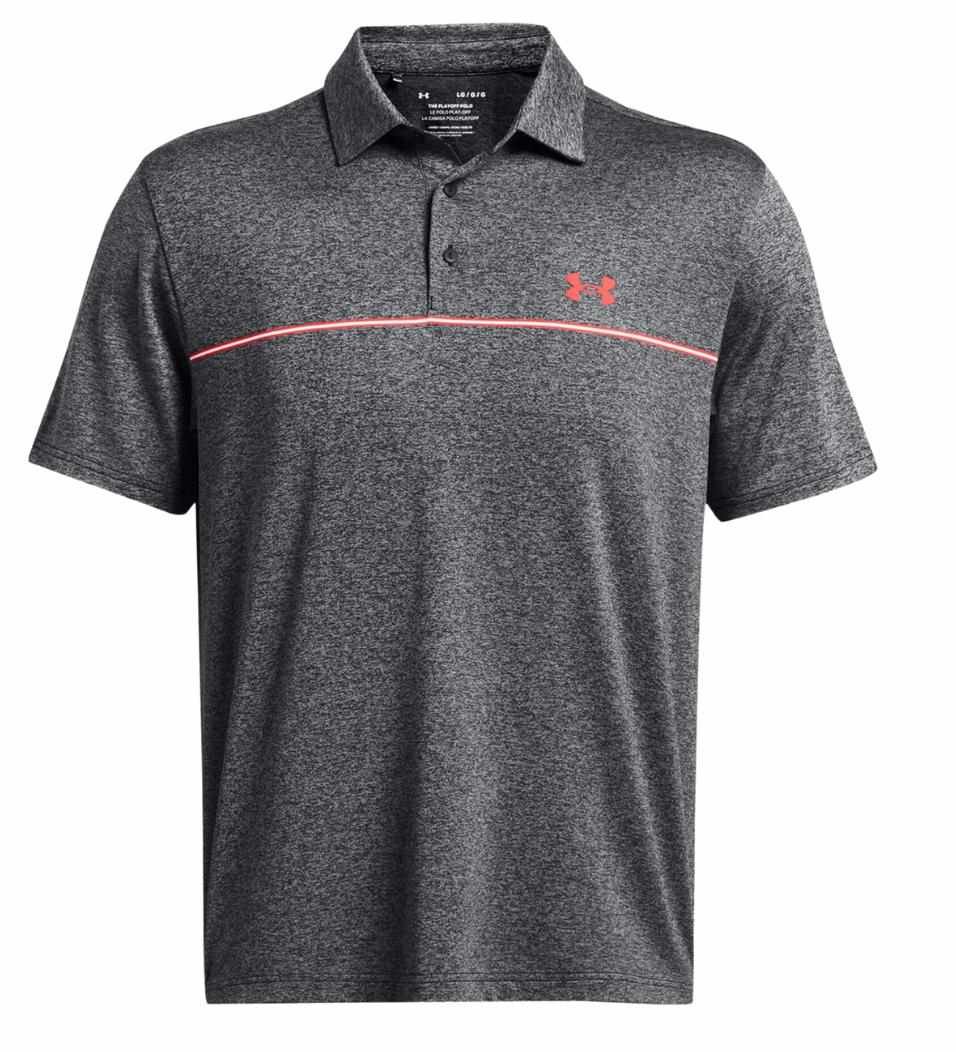Under Armour Playoff 3.0 Stripe polo homme, noir/rouge solstice