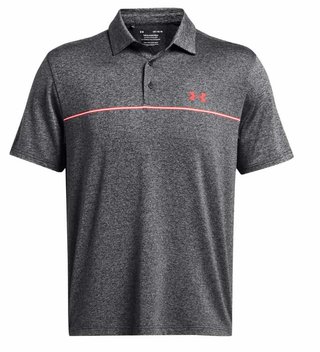Under Armour Playoff 3.0 Stripe polo homme, noir/rouge solstice