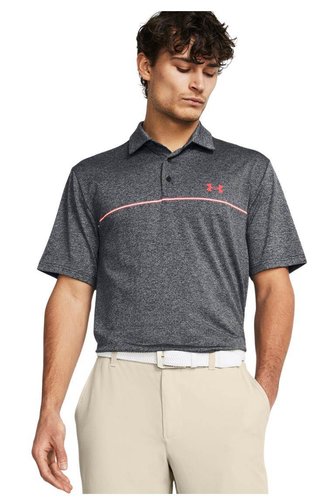 Under Armour Playoff 3.0 Stripe polo homme, noir/rouge solstice