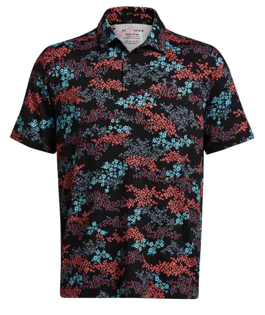 Under Armour Playoff 3.0 Printed polo homme, black/hydro teal