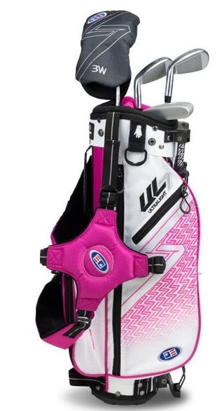 U.S. Kids Golf UL7-42 (107cm) W25 4-Club junior set de golf + stand bag, blanc/rose