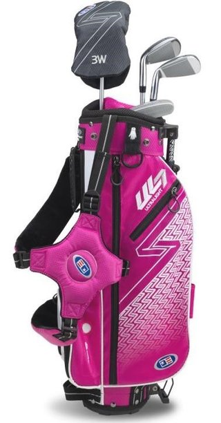 U.S. Kids Golf UL7-45 (114cm) W25 4-Club junior set de golf + stand bag, rose/blanc