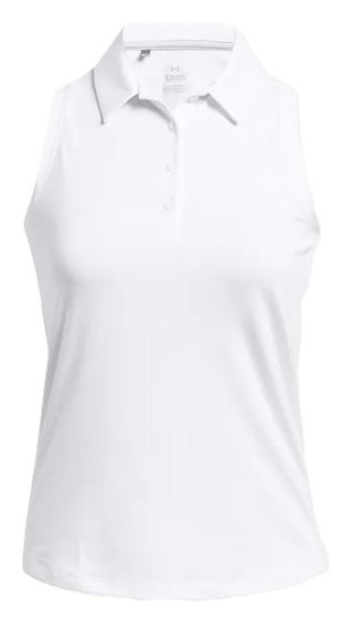 Under Armour Playoff Sleeveless polo femme sans manches, blanc/halo gray