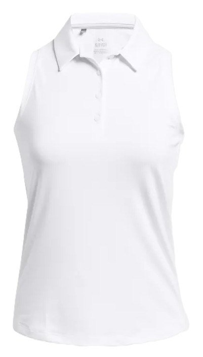 Under Armour Playoff Sleeveless polo femme sans manches, blanc/halo gray
