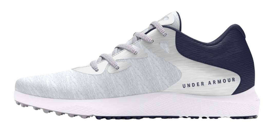 Under Armour Charged Breathe 2 Knit SL chaussures de golf femme, halo grey/midnight navy/metallic silver