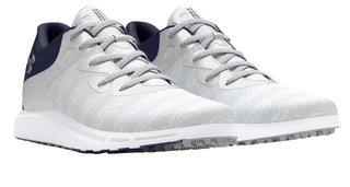 Under Armour Charged Breathe 2 Knit SL chaussures de golf femme, halo grey/midnight navy/metallic silver