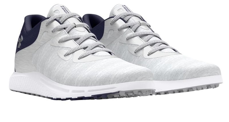 Under Armour Charged Breathe 2 Knit SL chaussures de golf femme, halo grey/midnight navy/metallic silver