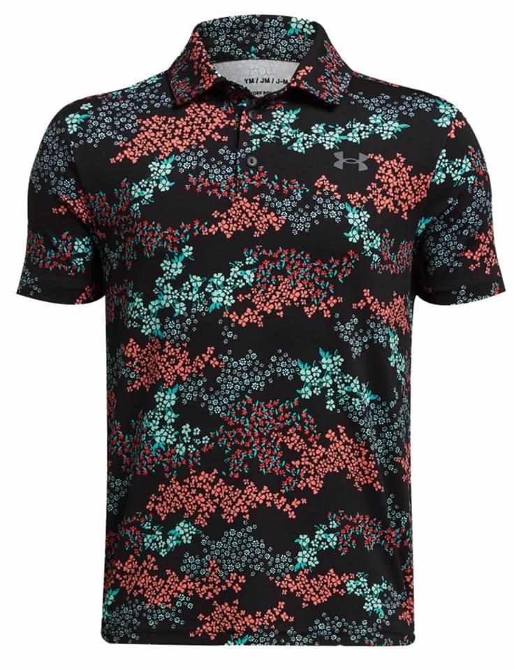 Under Armour Playoff Printed junior polo, noir/hydro teal