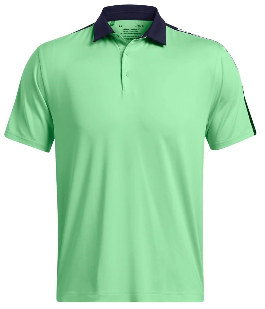 Under Armour Playoff 3.0 Striker polo homme, matrix green/midnight navy/white
