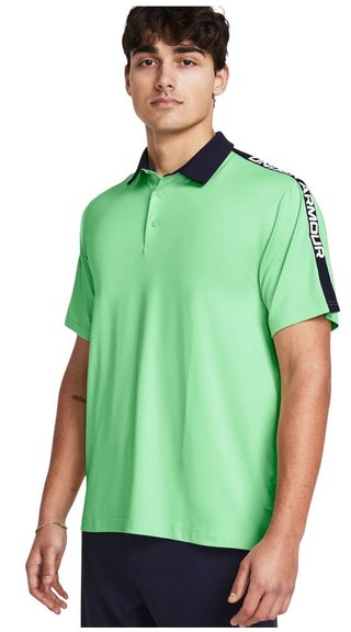 Under Armour Playoff 3.0 Striker polo homme, matrix green/midnight navy/white