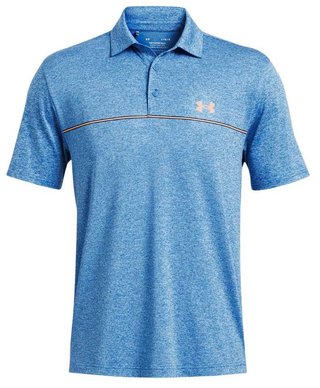 Under Armour Playoff 3.0 Stripe polo homme, photon blue/nova orange/midnight navy