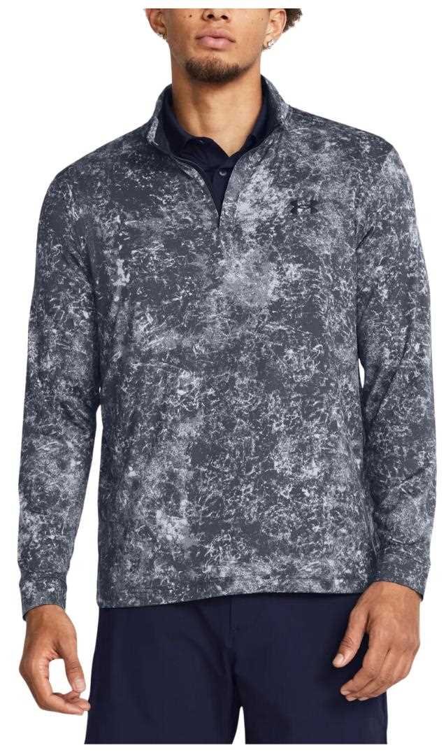 Under Armour Playoff Printed 1/4 Zip sweat homme, downpour gray/midnight navy