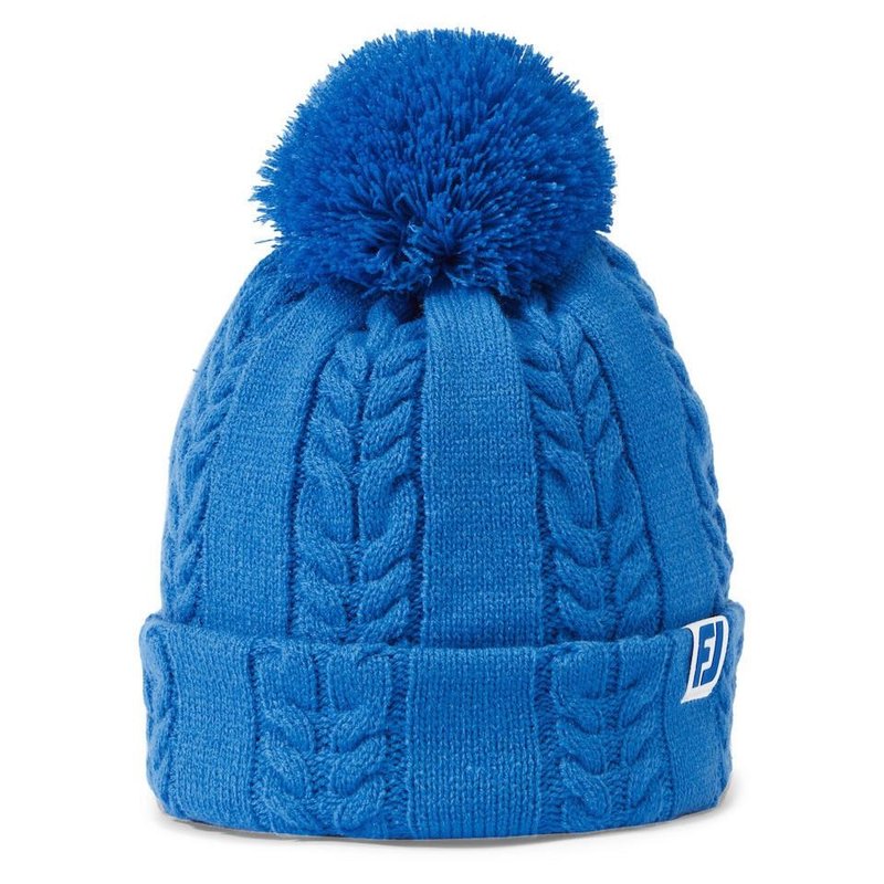FootJoy Women's Cable Knit Bobble bonnet d'hiver femme, bleu