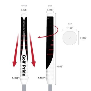 Golf Pride Reverse Taper grip putter ROUND MEDIUM, capuchon rouge
