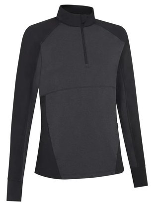 Callaway Lightweight Knit Heathered 1/4 Zip polo manches longues femme, ebony heather